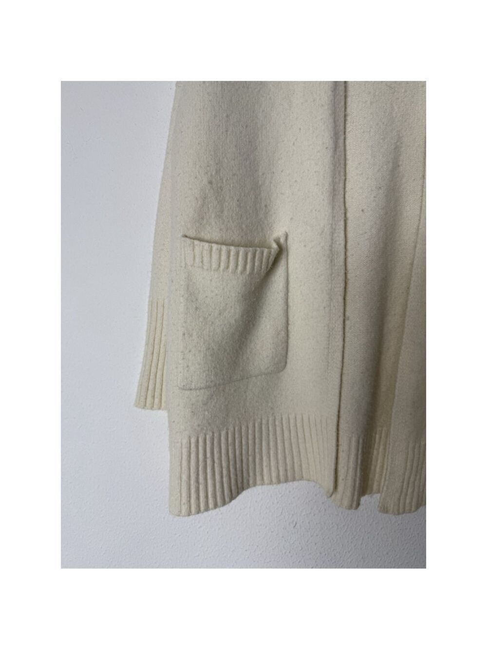 Polo Ralph Lauren Wool Open Front Cardigan Sweater Med Women Cream Pocket Preppy - Picture 5 of 10